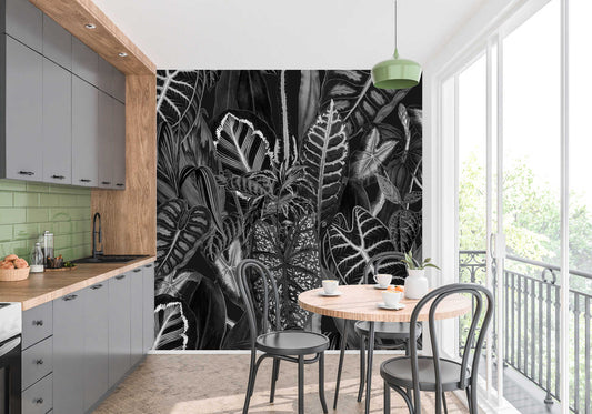 Tropical Papier Peint Jungle Noir Et Blanc